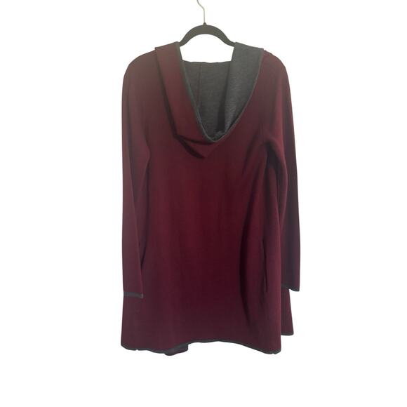 BNCI By Blanc Noir Hooded *READ* Sweater Cardigan Small Maroon Open Wool #5137 - Picture 7 of 12